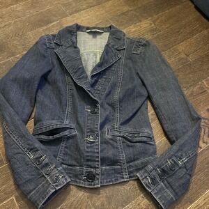 CAbi Jean Jacket Small Style 860 Lucy Blue Denim Cotton Blend Blazer Career